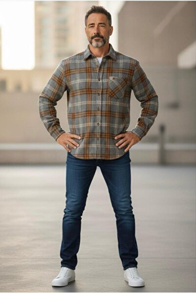 EREN STYLE Winter Cotton Long Sleeve Genuine Lumberjack Shirt with Pockets (Regular Fit)