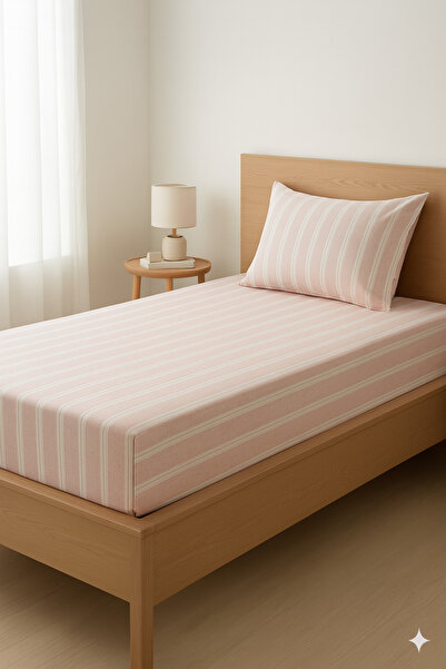 SENSSTEKSTİL Single Bed Sheet and Pillowcase with Elastic (100X200 +30 cm)