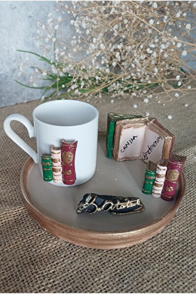 Mutlu Kitap Detaylı Türk Kahvesi Fincanı Atatürk İmzalı Öğretmenler Günü Kita...