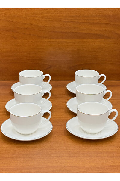 ALQANNAS 12-piece porcelain milk cups with elegant gold lines and high quality
