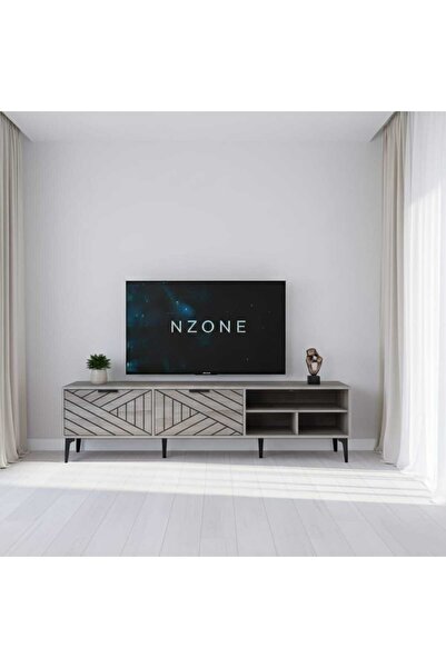 NZONE STORE Modern wooden TV table with elegant geometric design