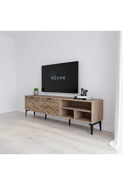 NZONE STORE Modern wooden TV table with elegant geometric design