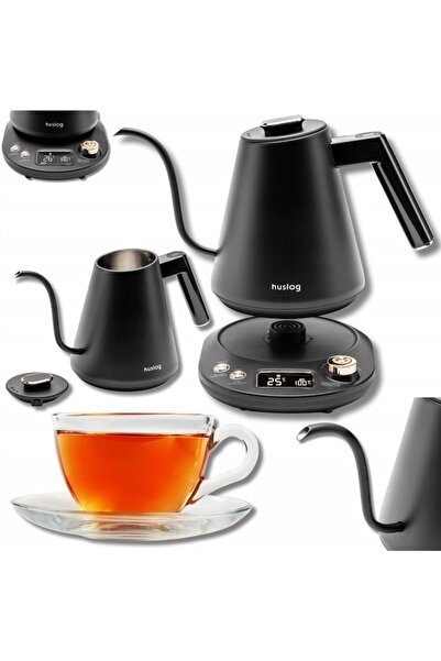 Huslog Electric Kettle, 1L, Matte Black, Temperature Control, 360° Rotating Base