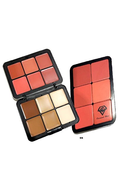 Diamond West Concealer and Blusher Palette - 9 Ultra-Soft Shades (No: 02)