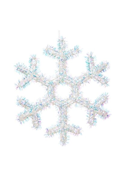 SHOPIENS White iridescent 3D snowflake tinsel Christmas decoration 34x34cm