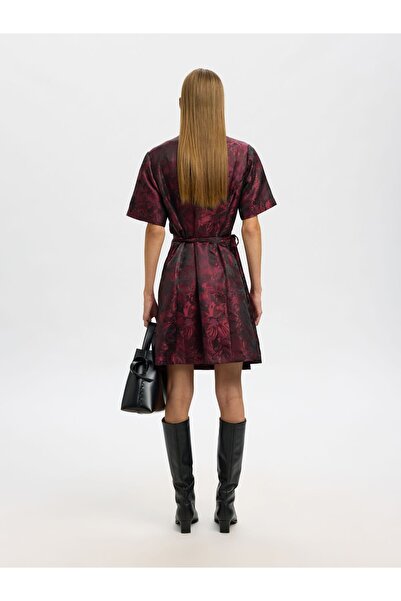 SELECTED Kleid mit V-Ausschnitt Jacquard