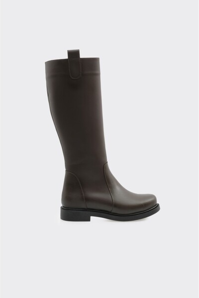 derinet Hakiki Deri Düz Taban Kadın Çizme