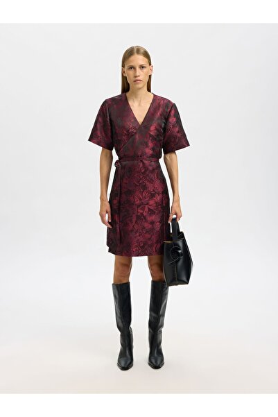 SELECTED Kleid mit V-Ausschnitt Jacquard