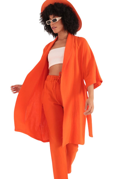 Budi Relaxed Fit Kimono Top - Orange