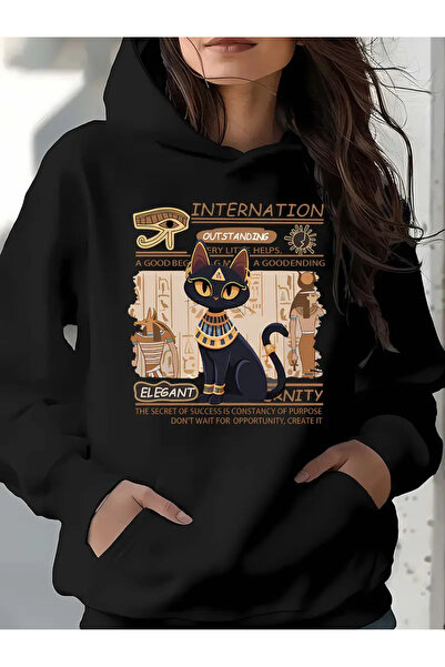 İSMTEXS سترة رياضية بخيطين للجنسين من مصر كات ب مطبوع برقبة دائرية