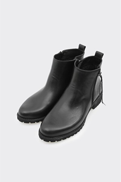 derinet Hakiki Deri Fermuarlı Kadın Bot