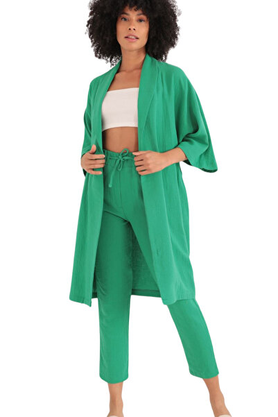 Budi Relaxed Fit Kimono Top-Green