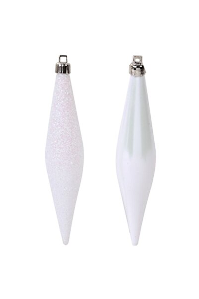 OEM Christmas Ornaments Set White Shiny Matte Glitter Icicles 14cm - 6pcs