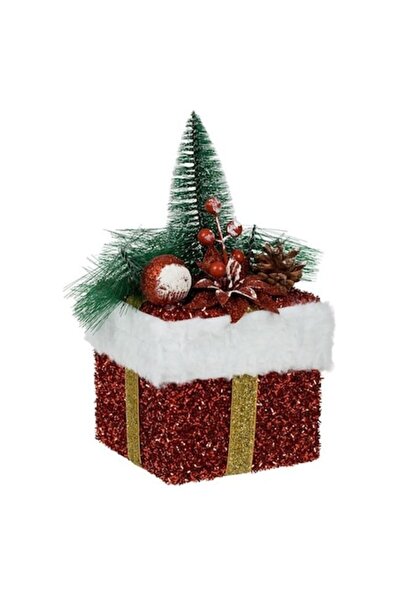 SHOPIENS Χριστουγεννιάτικο διακοσμητικό δώρο με κόκκινα στολίδια, δέντρο και ...