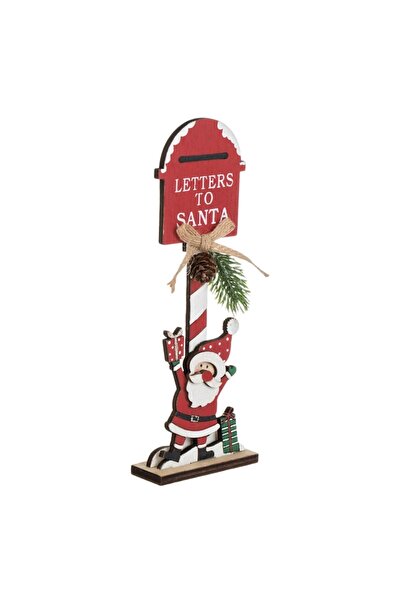 OEM Decorațiune Moș Crăciun din lemn cu cutie poștală „Scrisori către Moș Crăciun” 22 cm