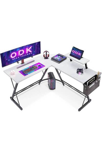 Crestj L-shaped Gaming & Home Office Desk - White