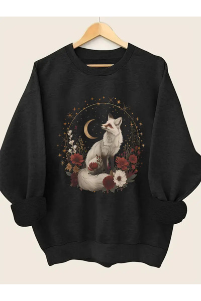 İSMTEXS 2 İ̇plik Hanorac sport unisex cu imprimeu Wolf Crescent, cu gâtul în ...