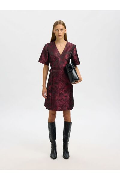 SELECTED Kleid mit V-Ausschnitt Jacquard
