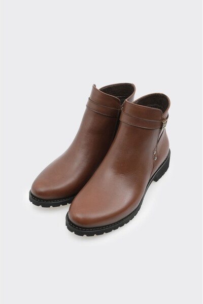 derinet Fermuarlı Hakiki Deri Kadın Bot