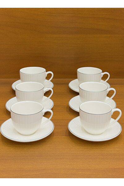 ALQANNAS 12-piece porcelain milk cups with elegant silver lines and high quality