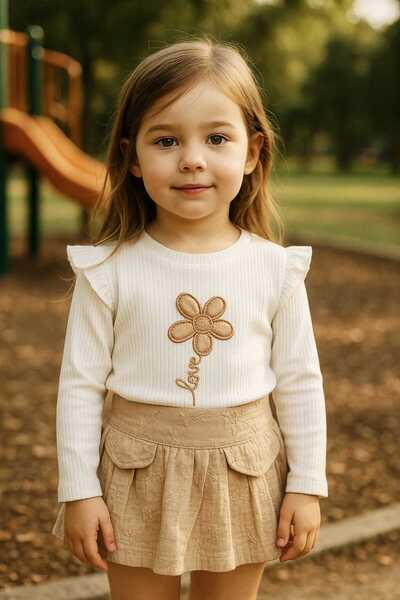 Renata's Baby Girl Children's Floral Detailed Shorts with Skirt 100% Cotton 2...