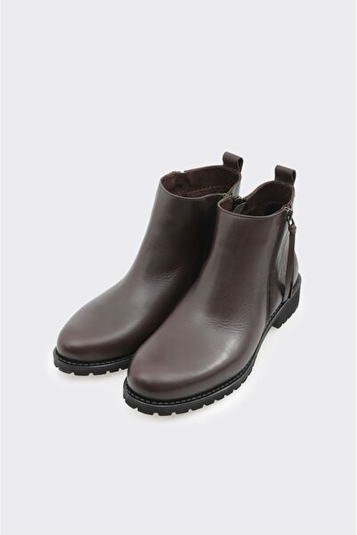 derinet Hakiki Deri Fermuarlı Kadın Bot