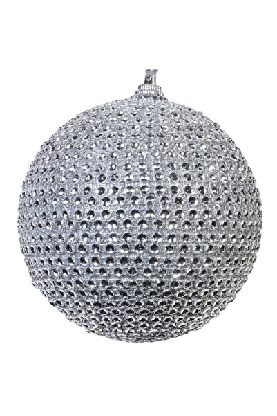 SHOPIENS Ornament de Crăciun, glob argintiu perlat 10 cm