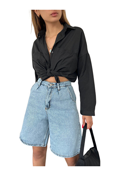 Genel Markalar Rahat Kesim Denim Şort Çift Cepli