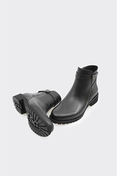 derinet Fermuarlı Hakiki Deri Kadın Bot