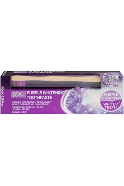 Xoc Set pastă de dinți și periuță de dinți pentru albire Purple, 100 ml (efec...