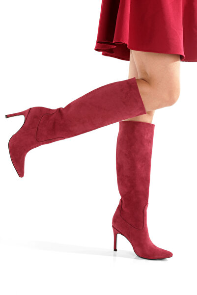 MİNNACE Cizme de damă Roșu Claret piele întoarsă Vârf ascuțit Toc subțire de ...