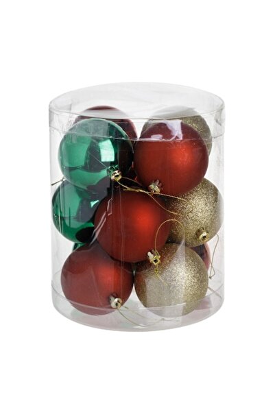SHOPIENS Set globuri de Crăciun roșii, verzi și aurii, mate și sclipici, Ø5 c...