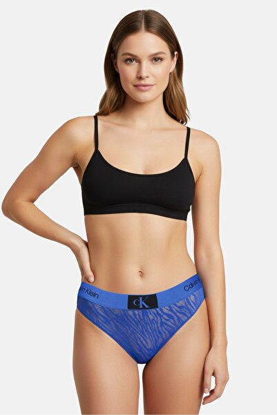 Calvin Klein بيكيني سفلي بشعار العلامة التجارية للنساء، أزرق
