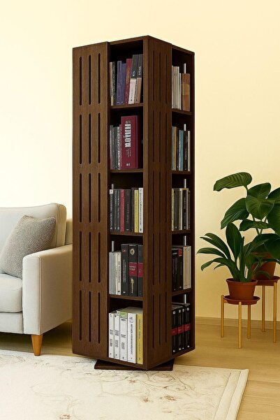 Home döner ahşap kitaplık 360 derece dönebilen dekoratif stant