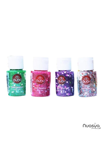 Bubu 4’lü Simli Yapıştırıcı Seti – 40 Gr – 4 Renk – Desenli ve Parlak Simli Y...