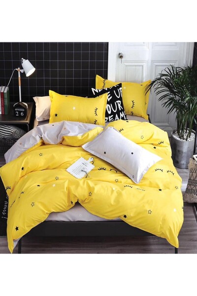Casa de Vis Double Bed Sheet Set, 6 Pieces, Satin Cotton, 220 x 230 cm, Online, Multicolor, R60-552