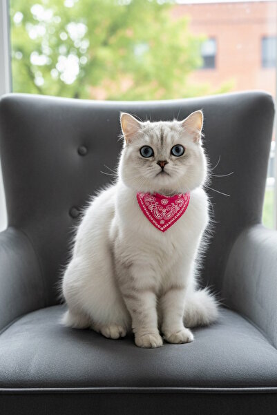 CAŞ DEKORASYON Pink Color Scarf Collar for Cats and Small Breed Dogs