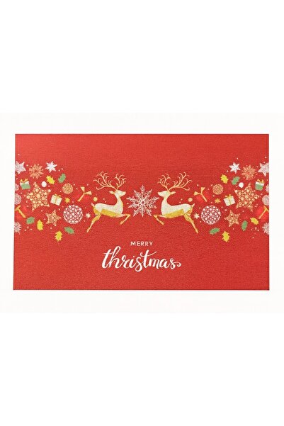 OEM Christmas-themed table napkin, reindeer design, washable & heat-resistant, 45 x 30 cm, Red
