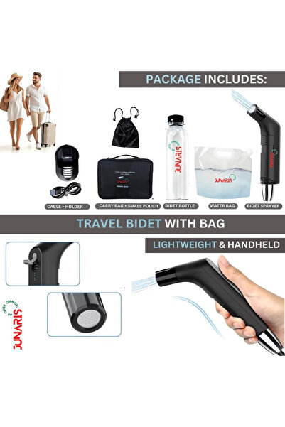 Denx 2 in 1 Portable Electric Travel Bidet: Rechargeable USB Charging (For Travel, Camping & Water Tank)