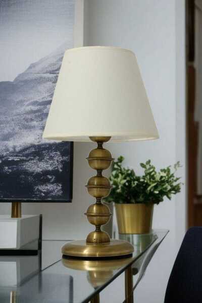 BSA LIGHTING KRİSTİNA TEKLİ ESKİTME KAPLAMALI MODERN MASA LAMBASI (KONİK KREM...