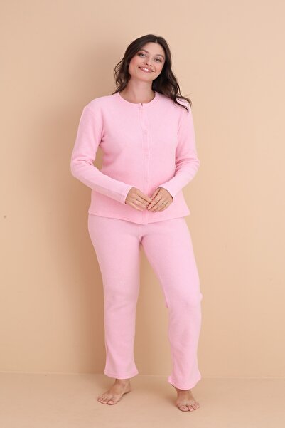 Wordex Mr-8451 Buttoned Soft Fabric Winter Women's Pajama Set