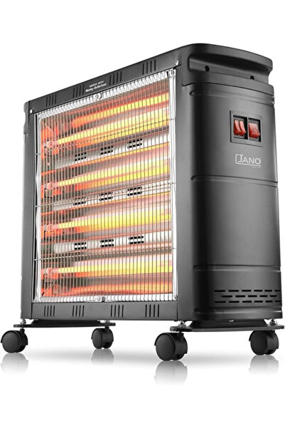 JANO 2400W Electric heater with wheels, 6 quartz heating elements, black