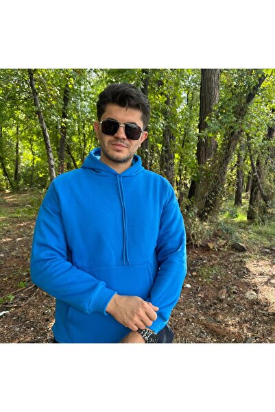Butik سويت شيرت رجالي ذو قصة فضفاضة خيوط من نوع O بغطاء رأس Kangaroo Pocket K...