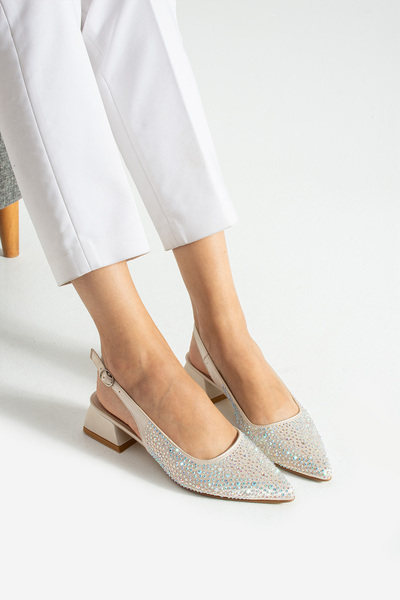 apelles Shoes Stone Detail Open Back Heeled Shoes