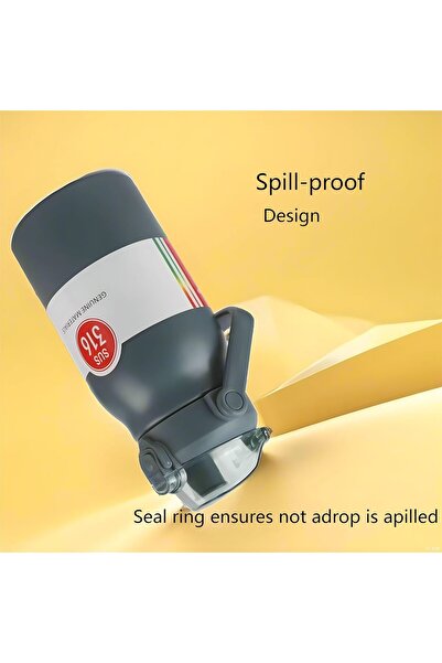 desselan ZZTLHDS Stainless Steel Water Bottle with Straw, 32 oz (Grey)