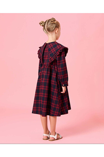 REDTAG Girls Black And Red Checkered Dress