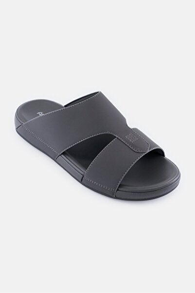 Algspar Men Slip On Arabic Sandals, Dark Grey