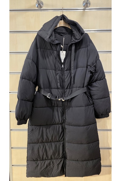 Park Moda Black Long Quilted Coat