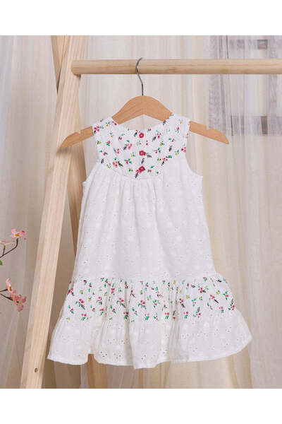 REDTAG Infant Girls White Embellished Dress