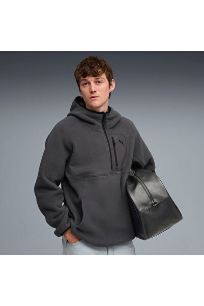 Puma Hood tech Half Zip Hoodie, Gray, Men